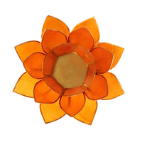 Lotus Tea Light Holder - Orange / Gold Trim