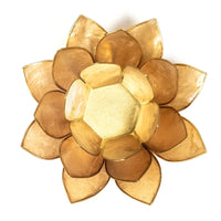 Lotus Tea Light Holder Beige / Gold Trim