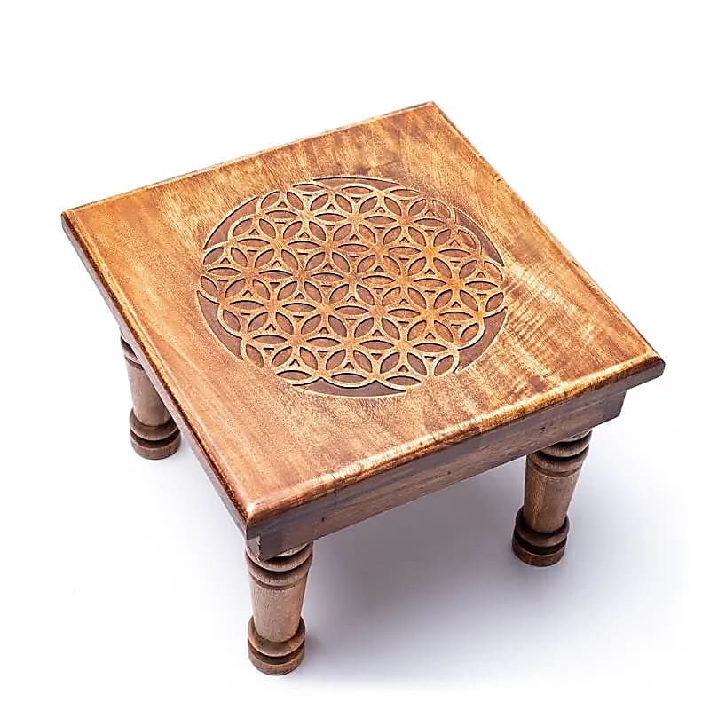 Wooden Side Table - Flower of Life