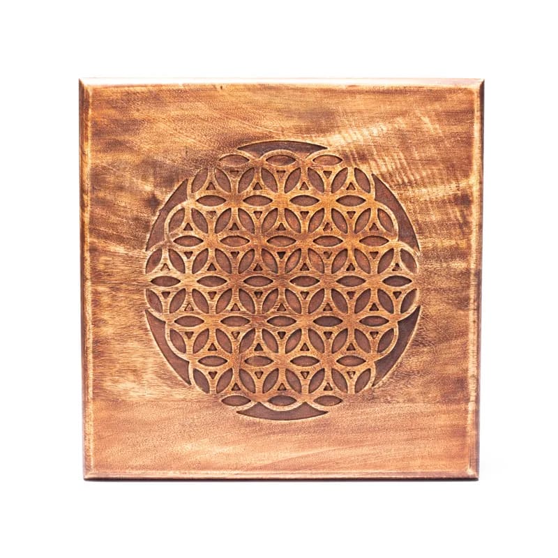 Wooden Side Table - Flower of Life