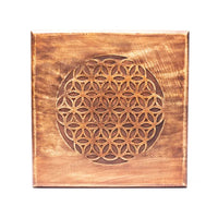 Wooden Side Table - Flower of Life