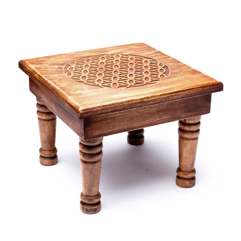 Wooden Side Table - Flower of Life