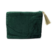Velvet pouch - Green with Tree of Life and Hearts