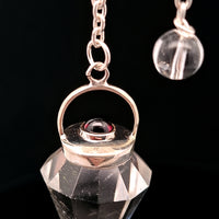 Silver - Quartz, Clear with Garnet Pendulum