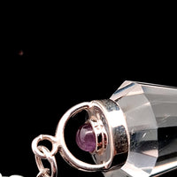 Silver - Quartz, Clear with Amethyst Pendulum