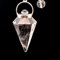 Silver - Quartz, Clear with Garnet Pendulum