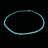 Amazonite 3mm Faceted Necklace - Silver Plated