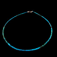 Chrysocholla 3mm Faceted Necklace - Silver Plated