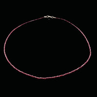 Garnet 2mm Faceted Necklace - Silver Plated