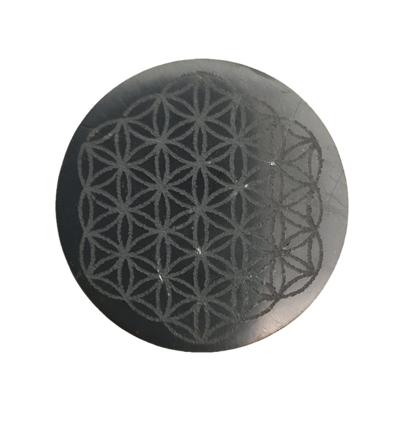 Shungite Protective Slice (2.2cm) - Flower of Life
