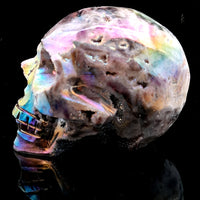 Titanium Aura Quartz Skull