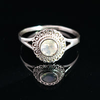 Moonstone, Rainbow, Faceted Sterling Silver Ring
