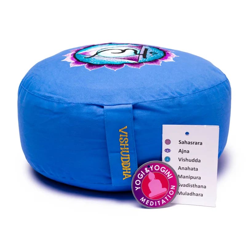 Meditation Cushion - Throat Chakra - Vishudda Embroidered.