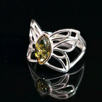 Amber, Sterling Silver Ring