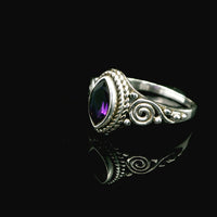Amethyst Faceted Sterling Silver Ring