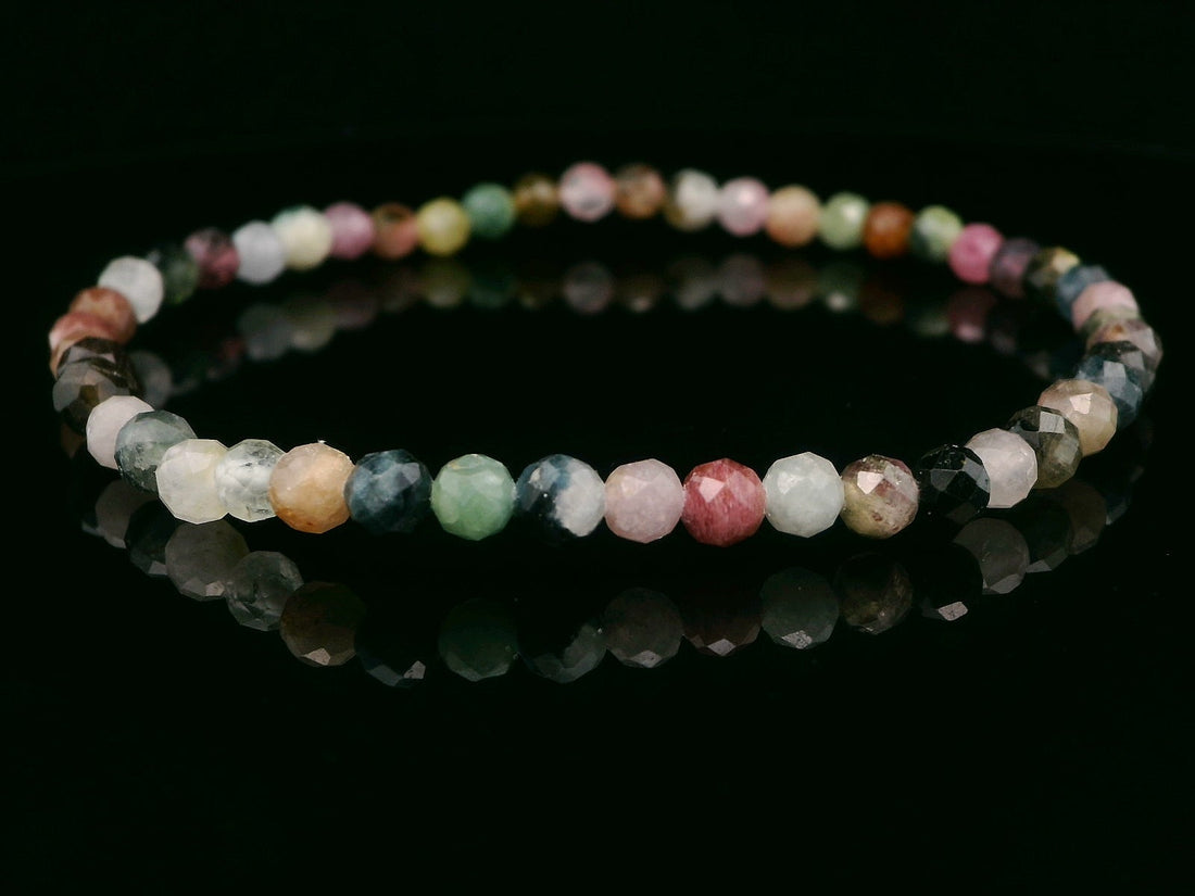Tourmaline, Watermelon 4mm Faceted Bracelet