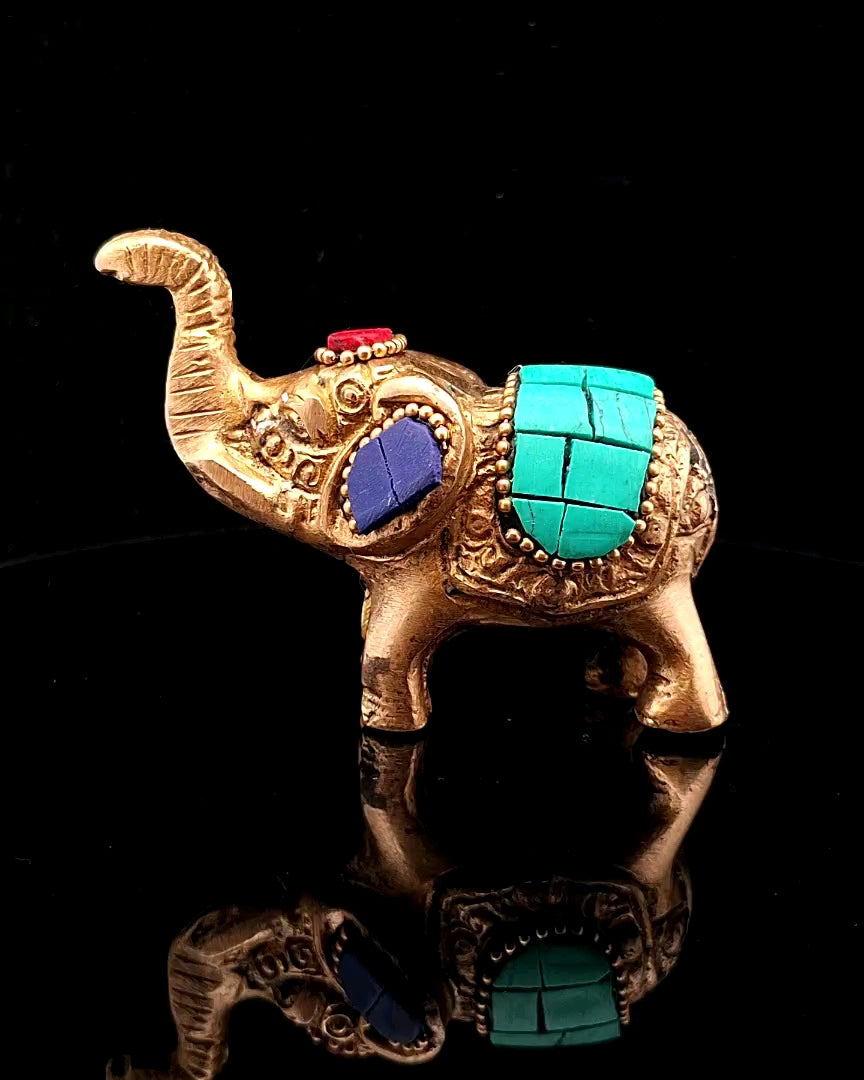Brass Elephant with Mosaic
