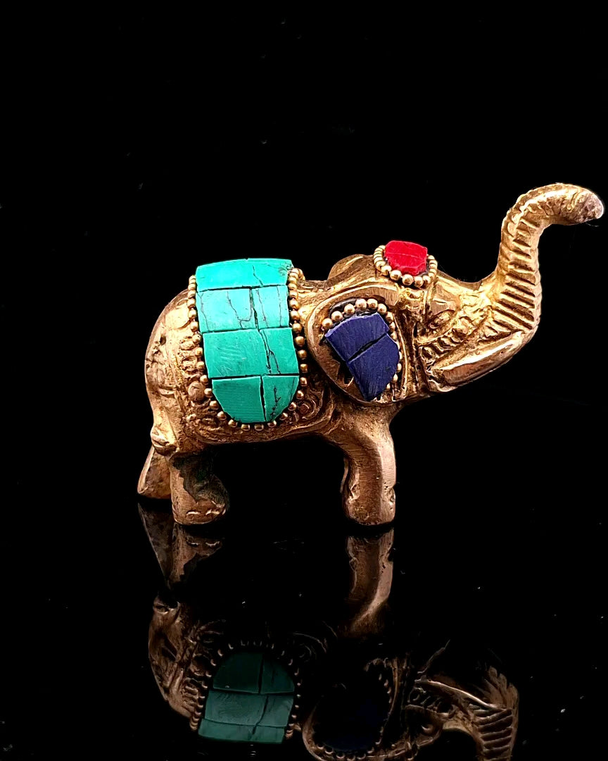 Brass Elephant with Mosaic