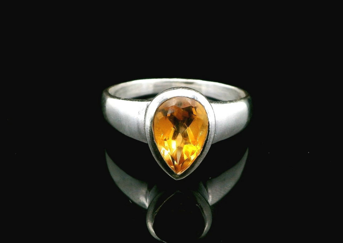 Citrine, Faceted Sterling Silver Ring