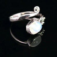 Moonstone, Rainbow, Freesize Sterling Ring