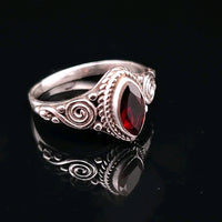 Garnet, Faceted Sterling Silver Ring