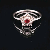 Garnet, Faceted Sterling Silver Ring