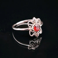 Garnet, Faceted Sterling Silver Ring