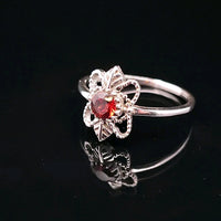Garnet, Faceted Sterling Silver Ring