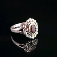 Garnet, Faceted Sterling Silver Ring