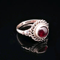 Garnet, Sterling Silver Ring