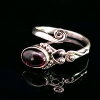Garnet, Freesize Sterling Silver Ring