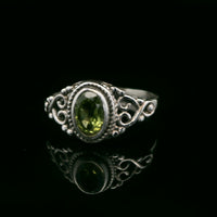 Peridot, Faceted Sterling Silver Ring