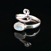 Moonstone, Rainbow, Freesize Sterling Silver Ring