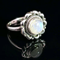 Moonstone, Rainbow, Sterling Silver Ring