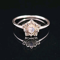 Moonstone, Rainbow, Faceted Sterling Silver Ring