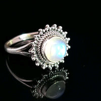 Moonstone, Rainbow, Sterling Silver Ring