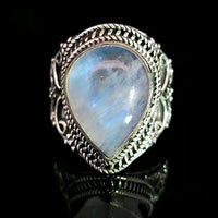 Moonstone, Rainbow, Sterling Silver Ring