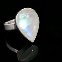 Moonstone, Rainbow, Sterling Silver Ring