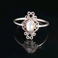 Moonstone, Rainbow, Faceted Sterling Silver Ring