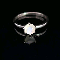 Moonstone, Rainbow, Faceted Sterling Silver Ring