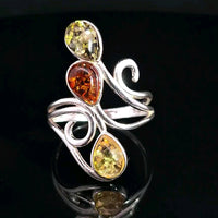 Amber, Sterling Silver Ring