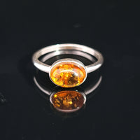 Amber, Sterling Silver Ring