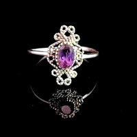 Amethyst Faceted Sterling Silver Ring