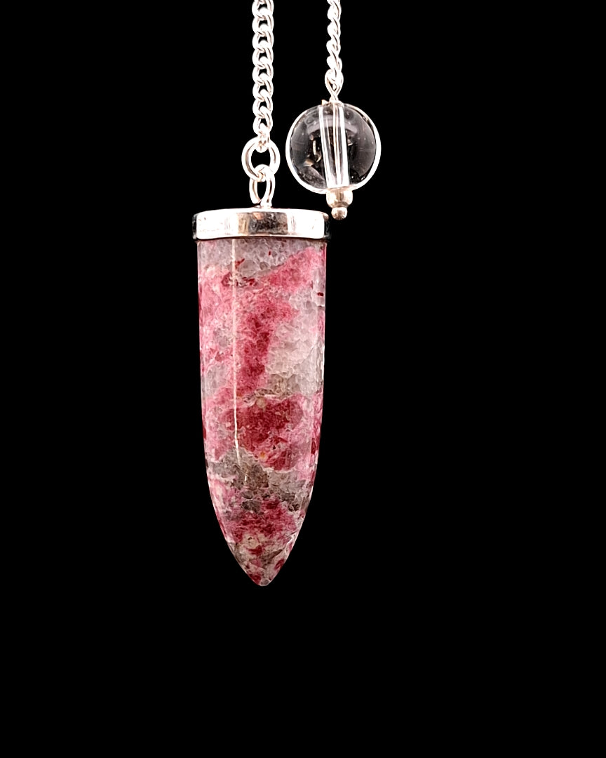 Thulite Pendulum - Silver Plated