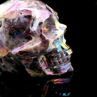 Titanium Aura Quartz Skull