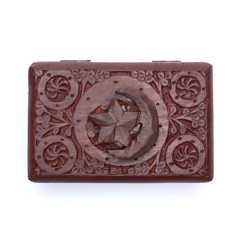 Tarot box - Star & Moon woodcarving