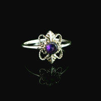 Amethyst Faceted Sterling Silver Ring