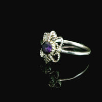 Amethyst Faceted Sterling Silver Ring