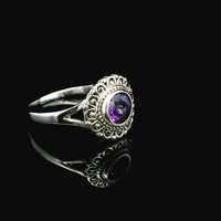 Amethyst Faceted Sterling Silver Ring