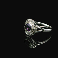 Amethyst Faceted Sterling Silver Ring